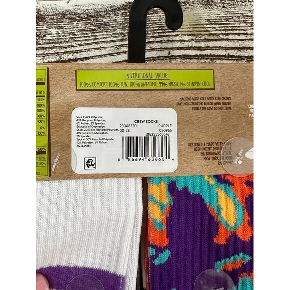 Mens Crew Socks 5 Pack Mushroom Peace Size 6 To 12 Novelty Gift Colorful - Picture 3 of 6